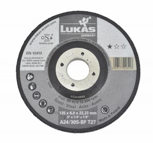 LUKAS TARCZA DO SZLIFOWANIA 125mm x 6,0mm A24/30S-BF* METAL....%%%