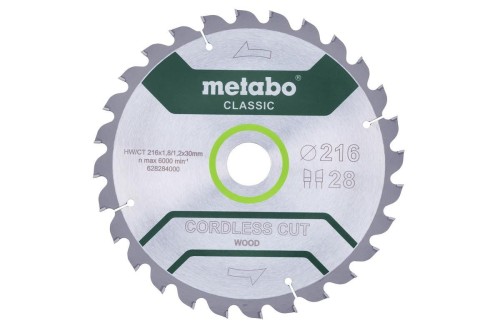 METABO PIŁA TARCZOWA HW/CT 216x30x28z    CORDLESS CUT WOOD CLASSIC