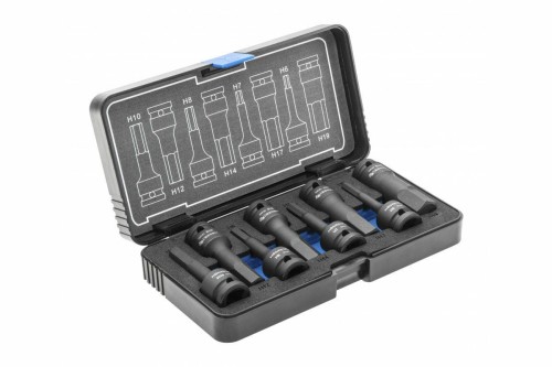 HOGERT ZESTAW KLUCZY TRZPIENIOWYCH, UDAROWYCH  HEX 8szt., 1/2", CRMO