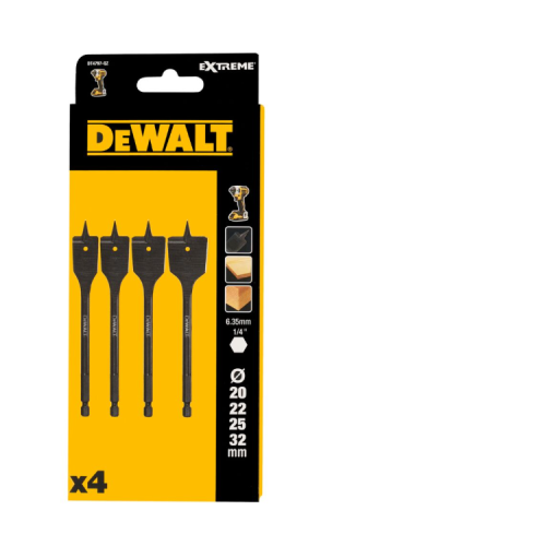 DEWALT WIERTŁO ŁOPATKOWE UDAROWE KPL. 4szt. 20, 22, 25, 32mm HEX 1/4"