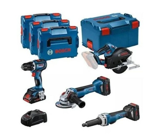 BOSCH ZESTAW COMBO 18V (GSR 18V-90C +GWS 18V-15 PSC +GKM 18V-50 +GGS 18V-23 PLC) 1xPC4,0Ah 2xPC5,5Ah