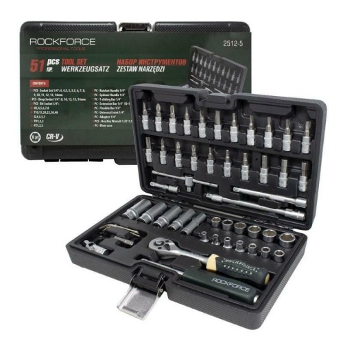 ROCKFORCE ZESTAW KLUCZY     1/4" 51el.