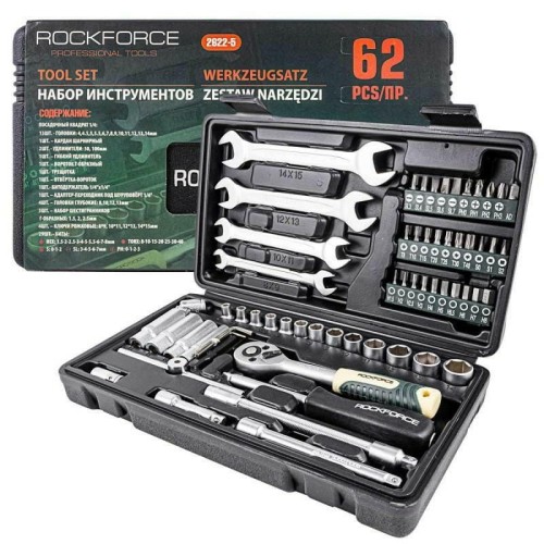 ROCKFORCE ZESTAW KLUCZY     1/4" 62el.