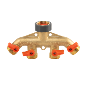 BRADAS ROZDZIELACZ 4-DROŻNY GW 3/4"x GZ 3/4" MOSIĄDZ  Z ZAWORAMI BRASS SOFT