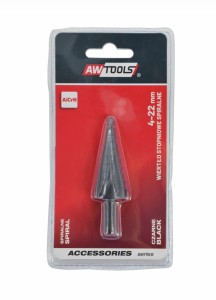 AWTOOLS WIERTŁO STOPNIOWE SPIRALNE/ 4-22mm/ AICrN/ CZARNE