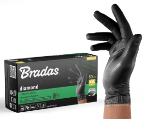 BRADAS RĘKAWICE NITRYLOWE DIAMOND CZARNE XXL 10-11 /50szt.