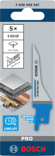 BOSCH BRZESZCZOT DO PIŁY SZABLASTEJ PRO THIN METAL S325GF 1,25 x 7 x 85mm /5szt.