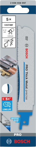 BOSCH BRZESZCZOT DO PIŁY SZABLASTEJ PRO THICK METAL PRECISE S937HBF 1,1 x 25 x 150mm /5szt.