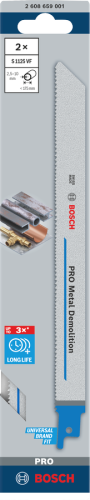 BOSCH BRZESZCZOT DO PIŁY SZABLASTEJ PRO METAL DEMOLITION S1125VF 1,25 x 19 x 225mm /2szt.