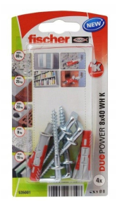 FISCHER KOŁEK DUOPOWER  8x40 Z HAKIEM PROSTYM /4szt.