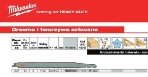MILWAUKEE BRZESZCZOT 300/4,2mm HCS /3szt (3) DREWNO.