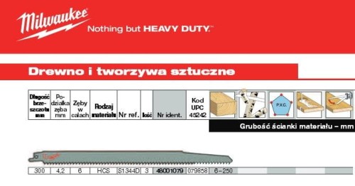 MILWAUKEE BRZESZCZOT DO PIŁY SZABLASTEJ 300mm HCS 3szt. DREWNO
