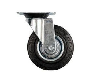 VOREL KOŁO SKRĘTNE CZARNA GUMA  75mm