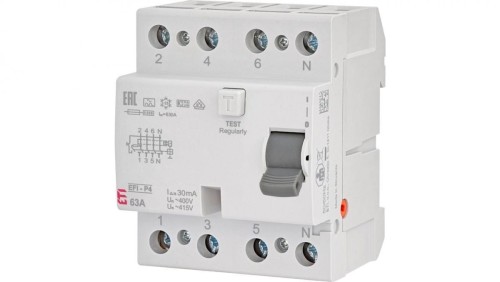 Wyłącznik różnicowoprądowy 4P 63A 0,03A typ A 6kA EFI6-P4 A 63/0.03 002061663