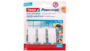 Haczyk samoprzylepny POWERSTRIPS kwadratowy, mały, biały /3szt./