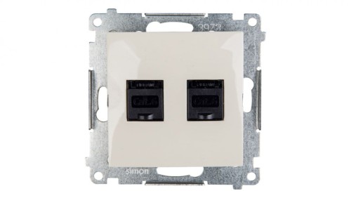Simon 54 Gniazdo komputerowe podwójne 2xRJ45 kat.6 z przesłoną kremowe D62.01/41