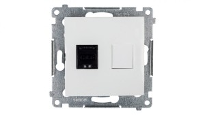 Simon 54 Gniazdo komputerowe pojedyncze RJ45 kat.6 z przesłoną białe D61.01/11