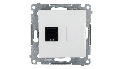 Simon 54 Gniazdo komputerowe pojedyncze RJ45 kat.6 z przesłoną białe D61.01/11