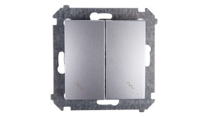 Simon 54 Łącznik schodowy podwójny z podświetleniem srebrny mat DW6/2L.01/43
