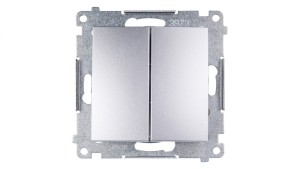 Simon 54 Łącznik bryzgoszczelny świecznikowy IP44, szybkozłącza, srebrny mat DW5B.01/43