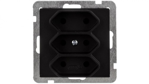 SONATA Gniazdo potrójne b/u 2,5A EURO czarny metalik GP-3R/m/33