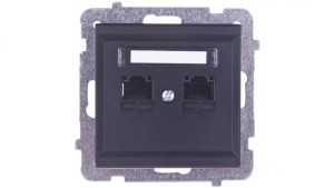 SONATA Gniazdo komputerowe podwójne 2xRJ45 kat.5e czarny metalik KRONE GPK-2R/K/m/33