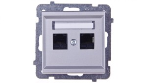SONATA Gniazdo komputerowe podwójne 2xRJ45 kat.5e srebro mat KRONE GPK-2R/K/m/38