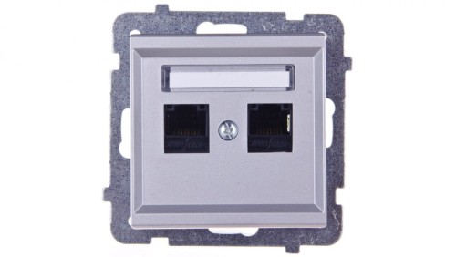 SONATA Gniazdo komputerowe podwójne 2xRJ45 kat.5e srebro mat KRONE GPK-2R/K/m/38
