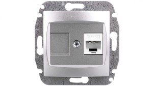 CARLA Gniazdo komputerowe pojedyncze RJ45 cat 5e srebrne 1748-16