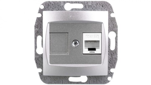 CARLA Gniazdo komputerowe pojedyncze RJ45 cat 5e srebrne 1748-16