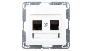 IMPRESJA Gniazdo komputerowe podwójne RJ45 kat.5e MMC ecrue GPK-2Y/K/m/27
