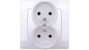 KARO Gniazdo podwójne z/u srebrny perłowy GP-2SZ/43