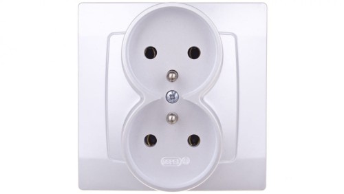 KARO Gniazdo podwójne z/u srebrny perłowy GP-2SZ/43