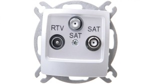 KARO Gniazdo antenowe RTV-SAT-SAT srebrny perłowy GPA-S2S/m/43