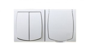 MADERA Łącznik hermetyczny świecznikowy + gniazdo hermetyczne pojedyncze z/u z klapką biały ZH-NŁ2G/00/w