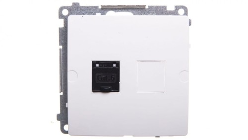 Simon Basic Gniazdo komputerowe pojedyncze RJ45 kat.6 z przesłoną białe BM61.01/11