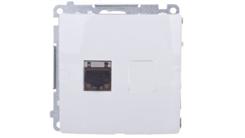 Simon Basic Gniazdo komputerowe pojedyncze RJ45 kat.6 ekranowane z przesłoną białe BM61E.01/11