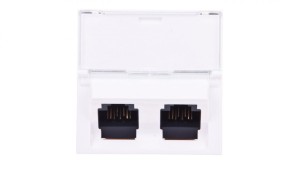 MOSAIC Gniazdo komputerowe podwójne RJ45 kat.6 UTP 2M 45st białe 076504