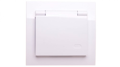 KIER Gniazdo bryzgoszczelne z/u IP44 klapka przezroczysta białe GPH-1WZ/00/w