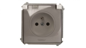 Simon Basic Gniazdo bryzgoszczelne z/u IP44 z klapką dymną białe BMGZ1B.01/11a