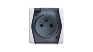 Hermes2 Gniazdo hermetyczne pojedyncze z/u z klapką dymną 16A IP44 białe 1021-01