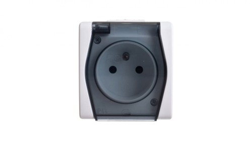 Hermes2 Gniazdo hermetyczne pojedyncze z/u z klapką dymną 16A IP44 białe 1021-01
