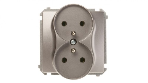 Simon Basic Gniazdo podwójne z/u 16A IP20 stal inox BMGZ2M.01/21
