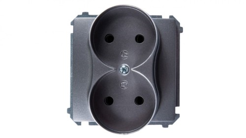 Simon Basic Gniazdo podwójne b/u 16A IP20 stal inox BMG2M.01/21