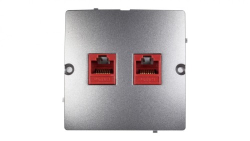 Simon Basic Gniazdo komputerowe podwójne 2xRJ45 kat.5e stal inox BMF52.02/21