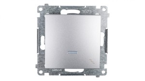 Simon 54 Łącznik schodowy z podświetleniem, szybkozłącza, srebrny mat IP20 DW6L.01/43