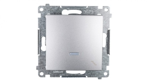 Simon 54 Łącznik schodowy z podświetleniem, szybkozłącza, srebrny mat IP20 DW6L.01/43