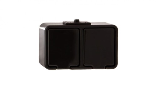 Cedar Gniazdo hermetyczne podwójne z/u 16A IP44 czarne Nt-230H NT230H05