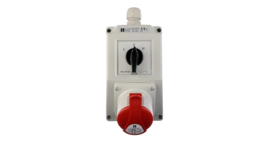 Zestaw instalacyjny z gniazdem 16A 5P (L-0-P) czerwony ZI02R221