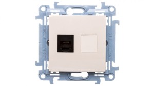 Simon 10 Gniazdo telefoniczne pojedyncze RJ12 kremowy CT1.01/41